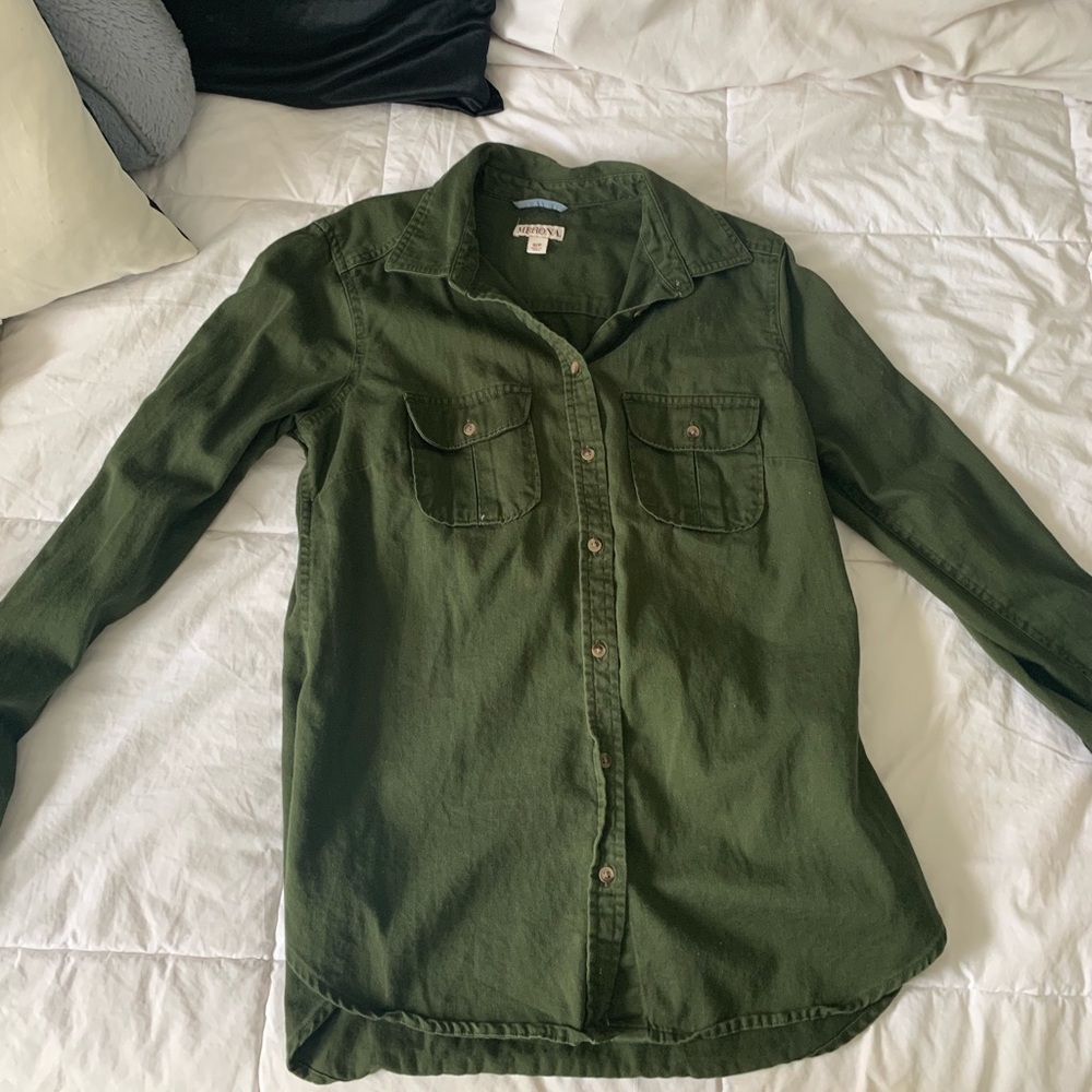 Green long sleeve button down